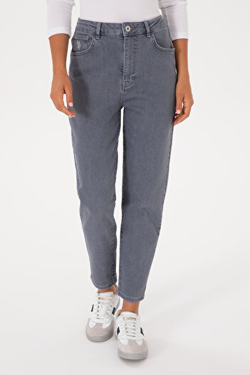 U.S. Polo Assn. Women's Gray Mom High Waist Fit Jean Pants 50309422-Dn0025