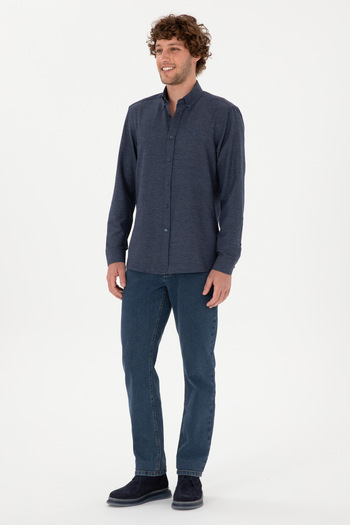 U.S. Polo Assn. Erkek İndigo Uzun Kollu Basic Gömlek 50316723-VR028
