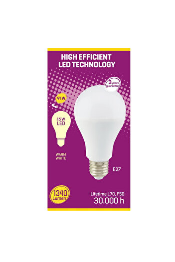 start LED bulb, classic shape, E27, 15W, 1340 lm, A+, warm light