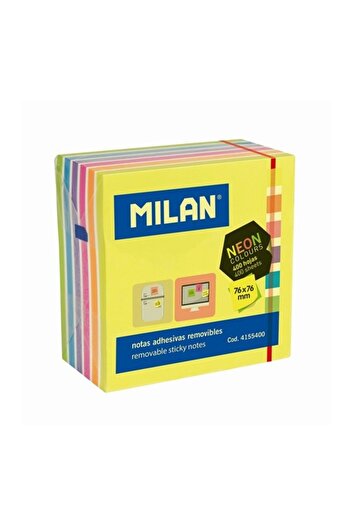 Milan Adhesive Notes, Color Multicolor Neon, Material Paper, Size 76x76 mm, 400 Sheets