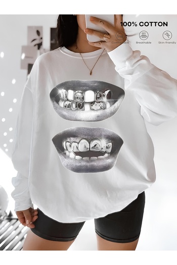 sole stories Μακρυμάνικο φούτερ με στάμπα Premium Oversize Cut