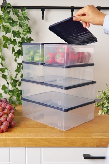 EVLE Deep Freezer Storage Container Set of 6 (2 X 5 Lt + 4 X 2.1 Lt), Blue