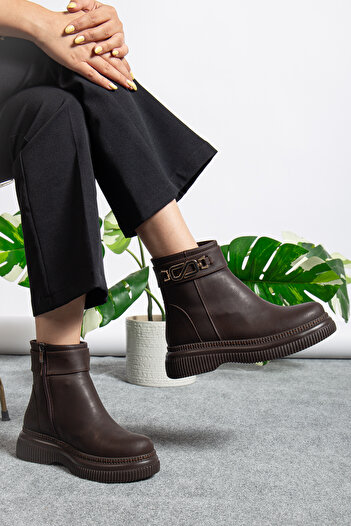 Mc vay Shoes Κομψό γυναικείο μποτάκι με φερμουάρ 002 S, αδιάβροχο σμαραγδένιο λεπτομερές μποτάκι