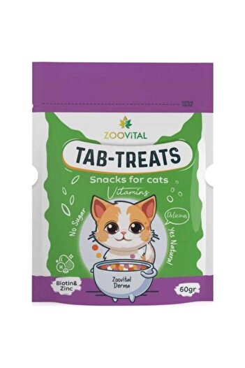 Zoovital Derma Chewable Skin & Hair Health Supportive Cat Treat Tablet 60 Gram (Box - 7 Piece)