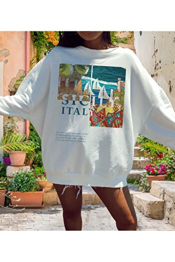 sole stories Μακρυμάνικο φούτερ με στάμπα Premium Oversize Cut