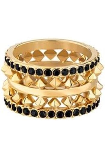 Police Ulua Gold Plated Ring with Jet Hematite Crystals for Women's 52MM