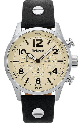 Timberland Mens Multi Dial Quartz Watch with Leather Strap TBL.15376JS/07, Black
