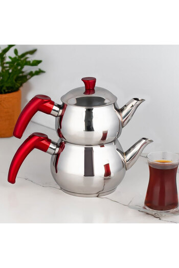Lines Yonca Oscar Globe Mini Size Steel Teapot Red