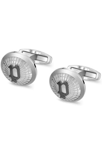 Police Decode Cufflinks - Netted Design with Ion-Plated Grey 'P' Logo - Men's Distinctive Stainless