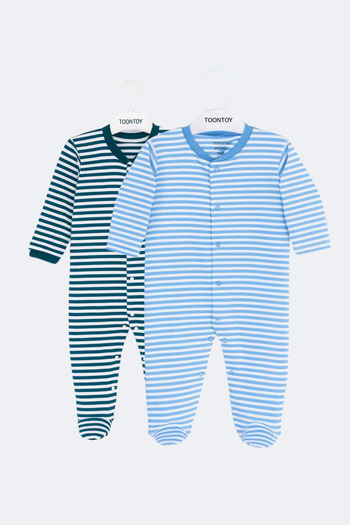 Toontoy Unisex Striped 2-Piece Jumpsuit with Booties