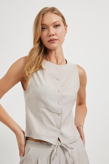 Arma Life Armalife 9994 Buttoned Pencil Bis Collar Women's Vest