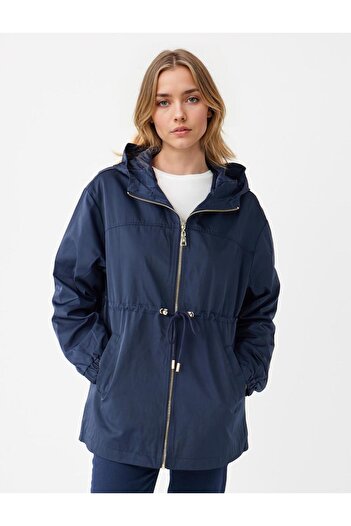 Jimmy Key Navy Blue Windproof Raincoat with Water Repellent Properties