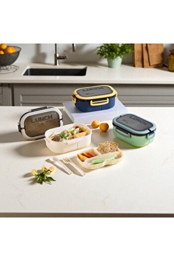 stfast st Lockable Compartmented Lunch Box Bag School Camping Office Meal Dry Food Table D'Hôte