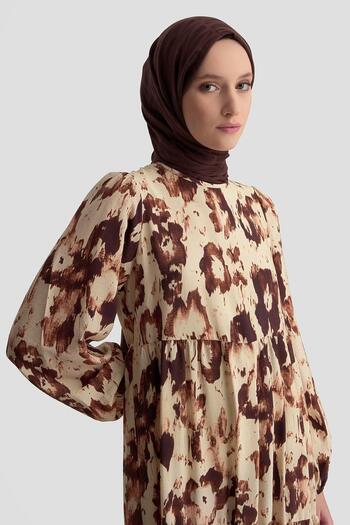 Armine Trend Floral Patterned Dress-Brown 25Yt910