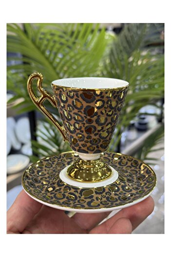 Doğudeko Taliana Gold Coffee 6-Piece Porcelain Cup Set