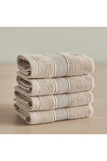 Generic Eco Soft 4-Piece 650 GSM Organic Turkish Cotton Fingertip Towel Set - 30x30 cm