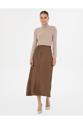 Pierre Cardin Dark Brown A-Line Woven Skirt 50318241-Vr084