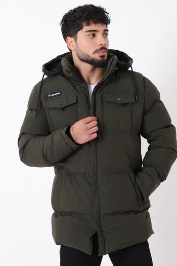 Stilkombin Long Puffer Coat with Chest Pockets and Fur Lining Pldp 2957_50456