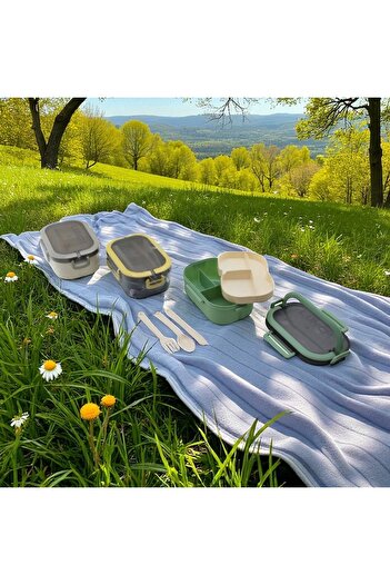Bekpa Compartmented Lunch Box Bag Camping Office School Practical Single Layer Food Preservation Camping Utensils