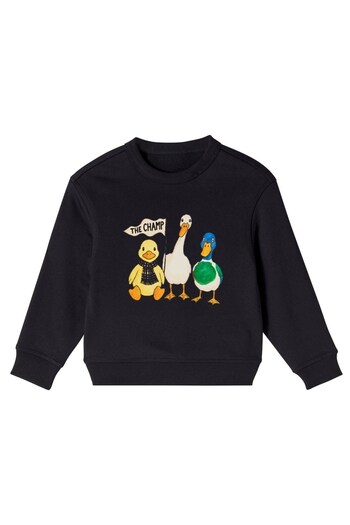 The Champ Clothing Παιδικό Oversize φούτερ Τριπλό Πάπι The Champ με εκτύπωση Μαύρο – Στρογγυλή λαιμόκοψη, 3 Τσιρώνα φλις