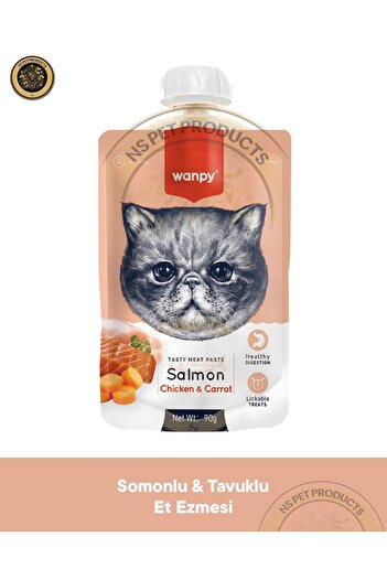Wanpy Taze Somonlu Ve Tavuklu Kedi Et Ezmesi 90 gr