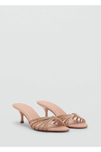 MANGO Woman Strass taşlı kitten topuklu sandalet