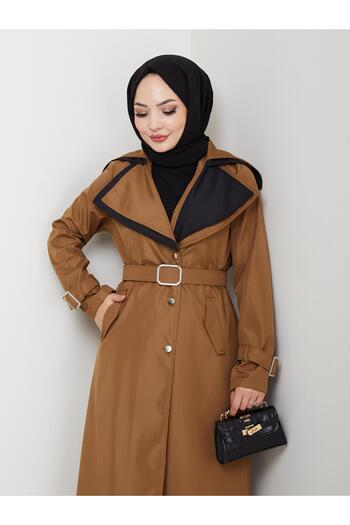 YEDİLALE Double Collar Belted Women's Trench Coat [120\125 cm Average]