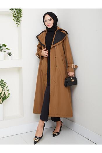 YEDİLALE Double Collar Belted Women's Trench Coat [120\125 cm Average]