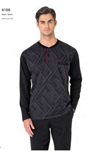 Pierre Cardin Men's Jacquard Long Sleeve Pajama Set 61Al0In8Da