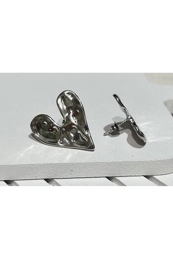 juleeco Design Heart Silver Steel Earrings (2X2Cm)