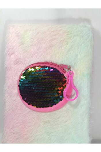 modacepte Pavili Plush Notebook with Glittery Sequin Embroidery, Special Pocket, Colorful, Custom Design for Classroom and Gift.