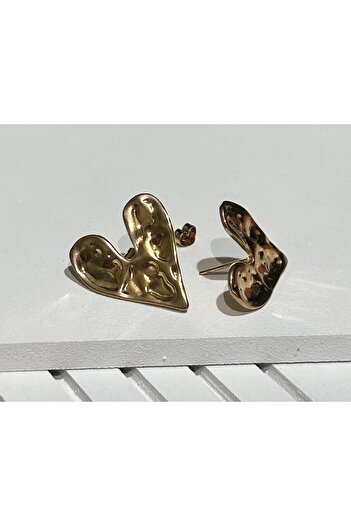 juleeco Design Heart Gold Steel Earrings (2X2Cm)