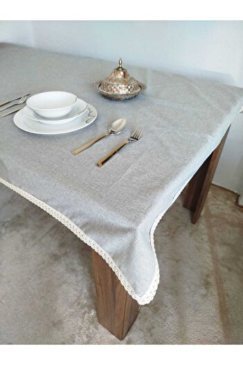 denizli hatırası Organic Linen Cotton Soft Easy Iron Cream Guipure Tablecloth
