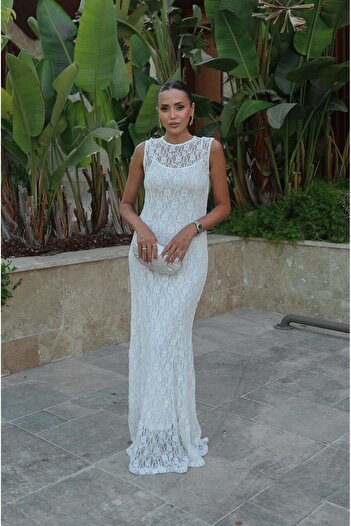 Havoş White Lined Lace Dress
