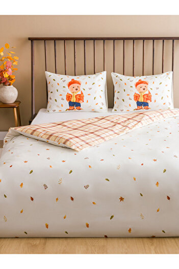 LC Waikiki Mixed Bear Teddy Printed Double Duvet Cover Set