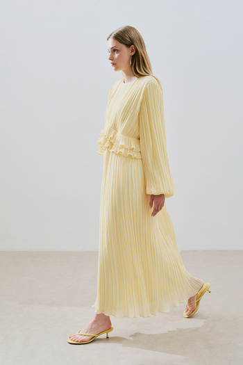 Manuka Mila Pi̇lli̇seli̇ Layered Dress Soft Yellow