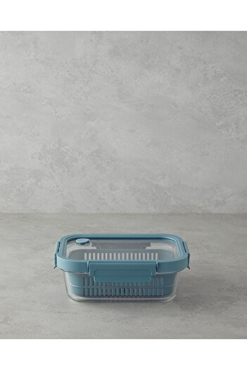 English Home Moneta Glass Storage Container with Strainer 1050 ml Blue
