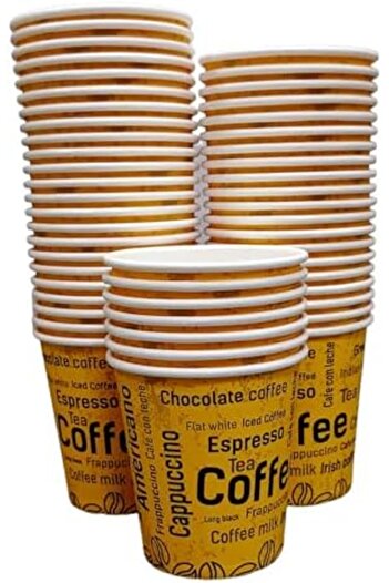 Alsaqer Disposable Paper Tea Cups 50-Piece Set, Yellow