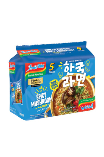 İndomie Korean Spicy Mushroom Soup Noodle, Halal Certified - (5 Packs x Each 83gm) x 6