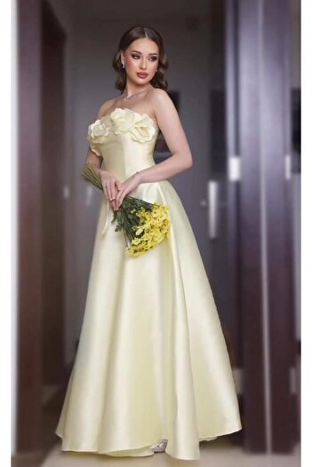 MEZON FASHION Lemon Dress with Soft Flowers