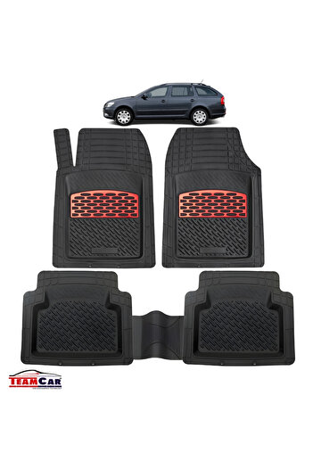 TEAMCAR Skoda Octavia II TeamCar® Floor Mats Compatible (2004–2013) - Red