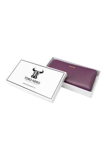 Toro Nero Women's wallet made of genuine leather, purple, Arya