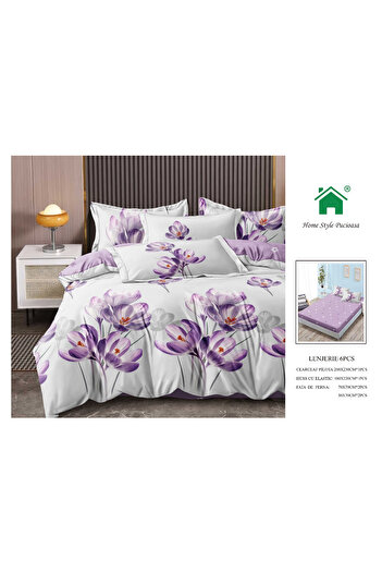 FIONNA.RO Fine Bed Linen With Elastic - Lilac Flowers