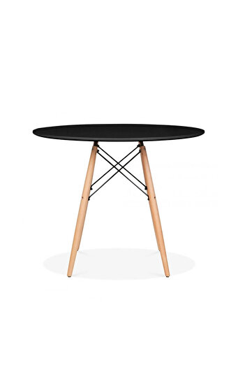 Homelux Ice Round Table, 80x75 cm, Black, MDF, Wooden Legs