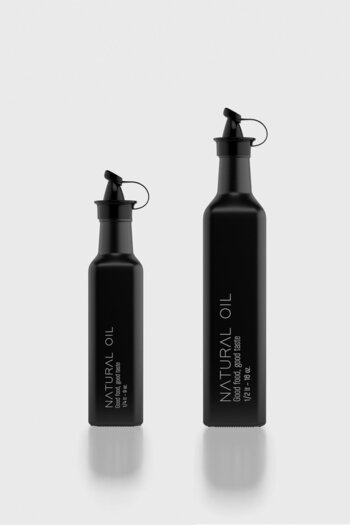 Renga Urla Natural Oil Written 250 ml and 500 ml Set of 2 Glass Oil Bottles 152072 Matte Black