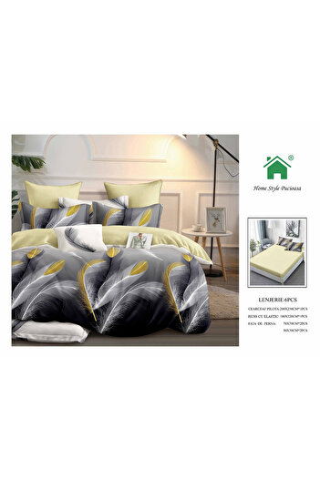 FIONNA.RO Finet Bed Linen With Elastic - Feathers Grey Gold