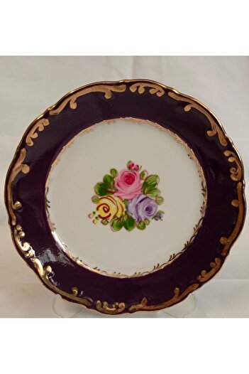 BY.RAYKA PORSELEN El Dekor Porcelain Hand Painted 6 Piece Cake Plate