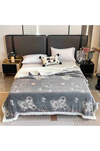 CHIRASO Cocolino CHIRASO Blanket, 200x230cm, Fur Inside, Double Bed, Colorful, Soft and Fluffy