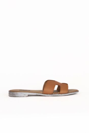 Bueno Shoes Tan Leather Women's Flat Slippers 01Wq2015
