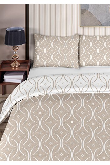 Evim Focus 100% Cotton Double Duvet Cover Set 200X220Cm Beige White